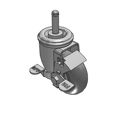 2 Series Casters Grip Ring Stem Caster with 3.5 x 1.3125 Performa Rubber (Round) Wheel and Top Lock Brake