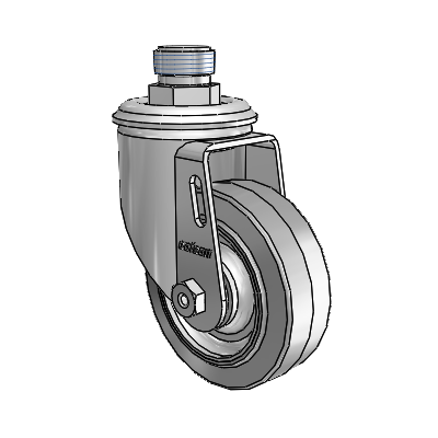 2 Series Pipe Thread Stem Zinc Swivel Caster Caster with 3.5 x 1.25 Grey on Grey Performa Rubber (Flat) Wheel