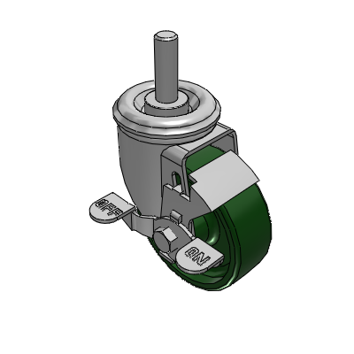 2 Series Casters Threaded Stem Caster with 3.5 x 1.25 Cast Iron Wheel and Top Lock Brake