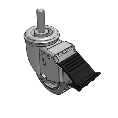 2 Series Casters Threaded Stem Caster with 3.5 x 1.25 Performa Rubber (Flat) Wheel and Total Lock Brake