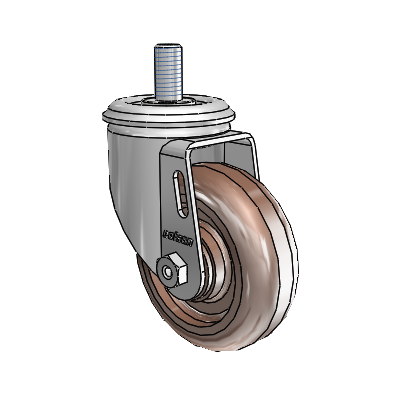 2 Series Threaded Stem Zinc Swivel Caster with 3.5 x 1.25 Brown Thermo Wheel