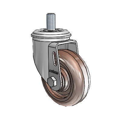 2 Series Threaded Stem Zinc Swivel Caster with 3.5 x 1.25 Brown Thermo Wheel