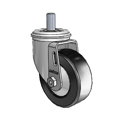2 Series Threaded Stem Zinc Swivel Caster with 3.5 x 1.25 Black Polyolefin Wheel