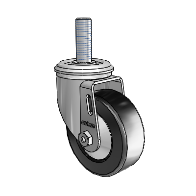 2 Series Threaded Stem Zinc Swivel Caster with 3.5 x 1.25 Black Polyolefin Wheel