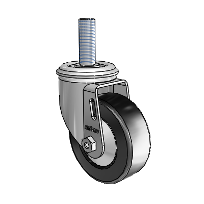 2 Series Threaded Stem Zinc Swivel Caster with 3.5 x 1.25 Black Polyolefin Wheel