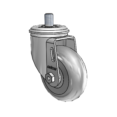 2 Series Threaded Stem Zinc Swivel Caster with 3.5 x 1.3125 Grey on Grey Performa Rubber (Round) Wheel
