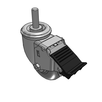 2 Series Casters Threaded Stem Caster with 3.5 x 1.3125 Performa Rubber (Round) Wheel and Total Lock Brake