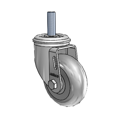 2 Series Threaded Stem Zinc Swivel Caster with 3.5 x 1.3125 Grey on Grey Performa Rubber (Round) Wheel