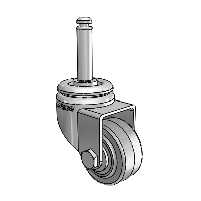 7/8" Wide Casters: Series 1 | Colson Grip Ring Stem up to 75 lbs Zinc Swivel Caster with 1.625 x 0.8750 Grey on Grey Performa Rubber (Flat/Grey) Wheel