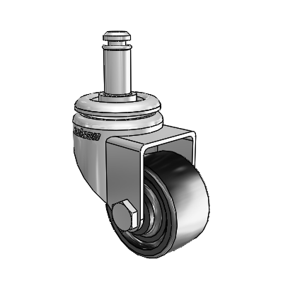 7/8" Wide Casters: Series 1 | Colson Grip Ring Stem up to 75 lbs Zinc Swivel Caster with 1.625 x 0.8750 Black Polyolefin Wheel