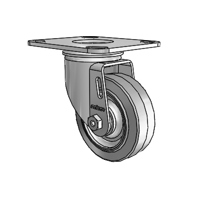 2 Series Casters Top Plate Swivel Zinc with 3.5 x 1.25 Grey on Grey Performa Rubber (Flat) Wheel