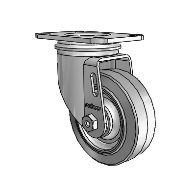 2 Series Casters Top Plate Swivel Zinc with 3.5 x 1.25 Grey on Grey Performa Rubber (Flat) Wheel