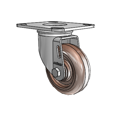 2 Series Casters Top Plate Swivel Zinc with 3.5 x 1.25 Brown Thermo Wheel