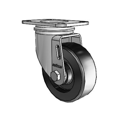 2 Series Casters Top Plate Swivel Zinc with 3.5 x 1.25 Black Polyolefin Wheel