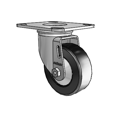 2 Series Casters Top Plate Swivel Zinc with 3.5 x 1.25 Black Polyolefin Wheel