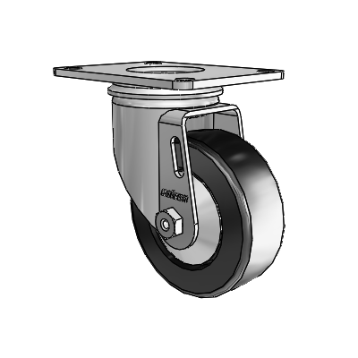 2 Series Casters Top Plate Swivel Zinc with 3.5 x 1.25 Black Polyolefin Wheel