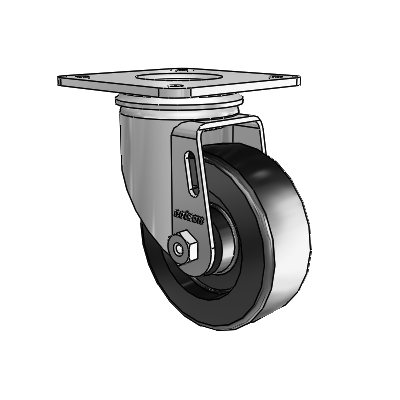2 Series Casters Top Plate Swivel Zinc with 3.5 x 1.25 Black Polyolefin Wheel