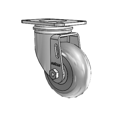 2 Series Casters Top Plate Swivel Zinc Swivel Caster with 3.5 x 1.3125 Grey on Grey Performa Rubber (Round) Wheel
