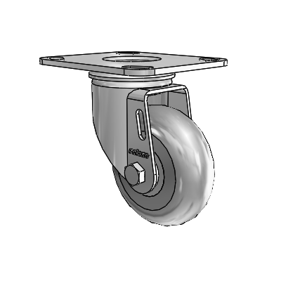 2 Series Casters Top Plate Swivel Zinc with 3.5 x 1.3125 Grey on Grey Performa Rubber (Round) Wheel