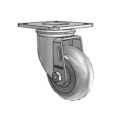 2 Series Casters Top Plate Swivel Zinc with 3.5 x 1.3125 Grey on Grey Performa Rubber (Round) Wheel