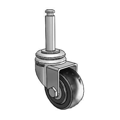 7/8" Wide Casters: Series 1 | Colson Grip Ring Stem up to 75 lbs Zinc Swivel Caster with 2 x 0.8750 Black Cushion Rubber Wheel