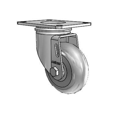 2 Series Casters Top Plate Swivel Zinc with 3.5 x 1.3125 Grey on Grey Performa Rubber (Round) Wheel