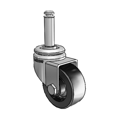 7/8" Wide Casters: Series 1 | Colson Grip Ring Stem up to 75 lbs Zinc Swivel Caster with 2 x 0.8750 Black Polyolefin Wheel
