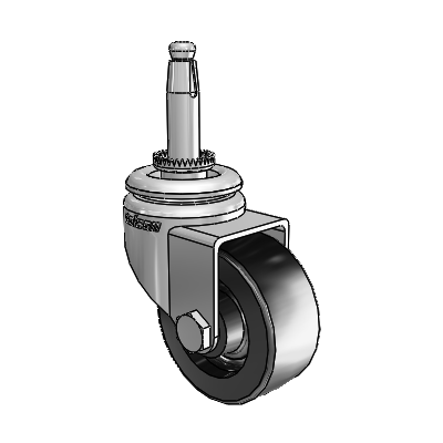 7/8" Wide Casters: Series 1 | Colson Wood Furniture Stem Zinc Swivel Caster with 2 x 0.8750 Black Polyolefin Wheel