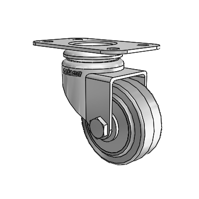 7/8" Wide Casters: Series 1 | Colson Top Plate Swivel Caster up to 75 lbs Zinc with 2 x 0.8750 Grey on Grey Performa Rubber (Flat/Grey) Wheel