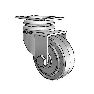 7/8" Wide Casters: Series 1 | Colson Small Top Plate Swivel Caster up to 75 lbs Zinc with 2 x 0.8750 Grey on Grey Performa Rubber (Flat/Grey) Wheel