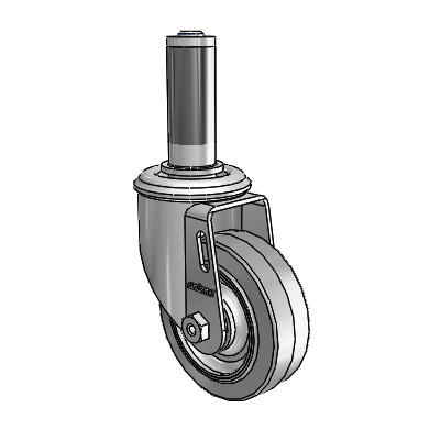 2 Series Expanding Adapter Stem Zinc Swivel Caster with 3.5 x 1.25 Grey on Grey Performa Rubber (Flat) Wheel