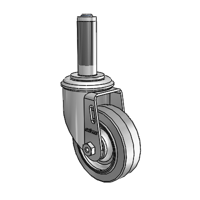 2 Series Expanding Adapter Stem Zinc Swivel Caster with 3.5 x 1.25 Grey on Grey Performa Rubber (Flat) Wheel