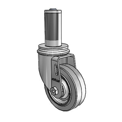 2 Series Expanding Adapter Stem Zinc Swivel Caster with 3.5 x 1.25 Grey on Grey Performa Rubber (Flat) Wheel