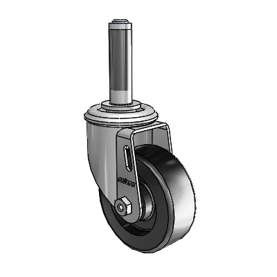 2 Series Expanding Adapter Stem Zinc Swivel Caster with 3.5 x 1.25 Black Polyolefin Wheel