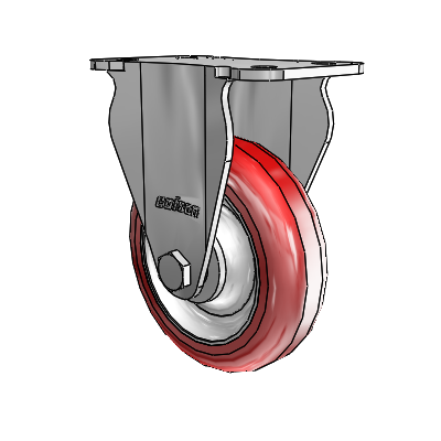 7/8" Wide Casters: Series 1 | Colson Top Plate Rigid Caster up to 75 lbs Zinc with 3 x 0.8750 Maroon on Grey Polyurethane HI-TECH Wheel