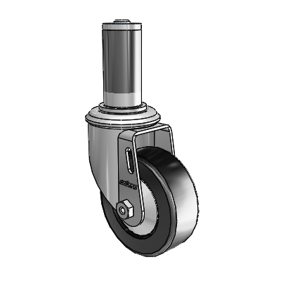 2 Series Expanding Adapter Stem Zinc Swivel Caster with 3.5 x 1.25 Black Polyolefin Wheel