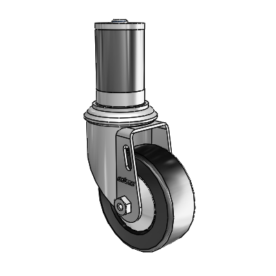 2 Series Expanding Adapter Stem Zinc Swivel Caster with 3.5 x 1.25 Black Polyolefin Wheel