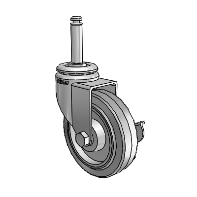 7/8" Wide Casters: Series 1 | Colson Grip Ring Stem up to 75 lbs Zinc Swivel Caster with 3 x 0.8750 Grey on Grey Performa Rubber (Flat/Grey) Wheel and Side Lock Brake