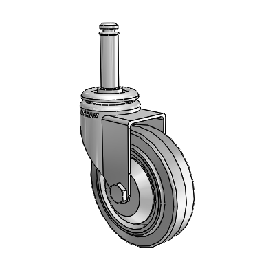 7/8" Wide Casters: Series 1 | Colson Grip Ring Stem up to 75 lbs Zinc Swivel Caster with 3 x 0.8750 Grey on Grey Performa Rubber (Flat/Grey) Wheel