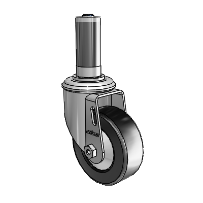 2 Series Expanding Adapter Stem Zinc Swivel Caster with 3.5 x 1.25 Black Polyolefin Wheel