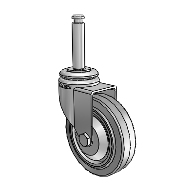 7/8" Wide Casters: Series 1 | Colson Grip Ring Stem up to 75 lbs Zinc Swivel Caster with 3 x 0.8750 Grey on Grey Performa Rubber (Flat/Grey) Wheel