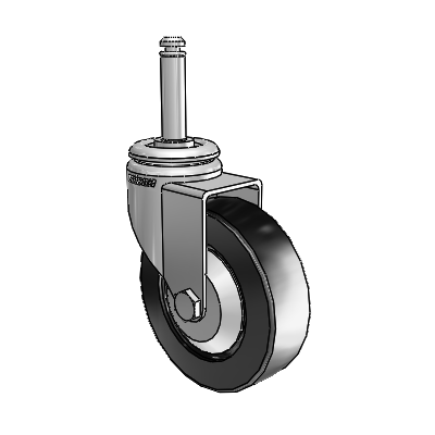 7/8" Wide Casters: Series 1 | Colson Grip Ring Stem up to 75 lbs Zinc Swivel Caster with 3 x 0.8750 Black Polyolefin Wheel