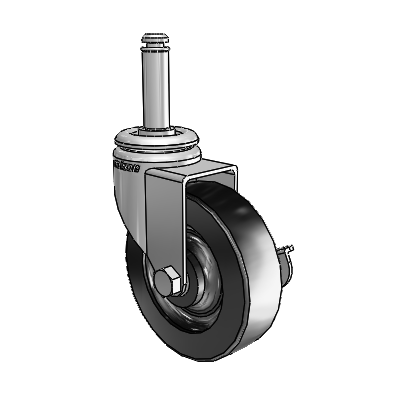 7/8" Wide Casters: Series 1 | Colson Grip Ring Stem up to 75 lbs Zinc Swivel Caster with 3 x 0.8750 Black Polyolefin Wheel and Side Lock Brake