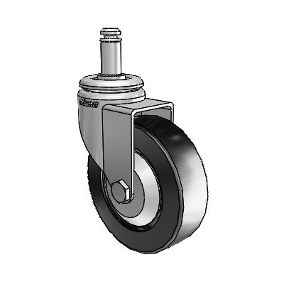 7/8" Wide Casters: Series 1 | Colson Grip Ring Stem up to 75 lbs Zinc Swivel Caster with 3 x 0.8750 Black Polyolefin Wheel