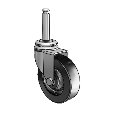 7/8" Wide Casters: Series 1 | Colson Grip Ring Stem up to 75 lbs Zinc Swivel Caster with 3 x 0.8750 Black Polyolefin Wheel