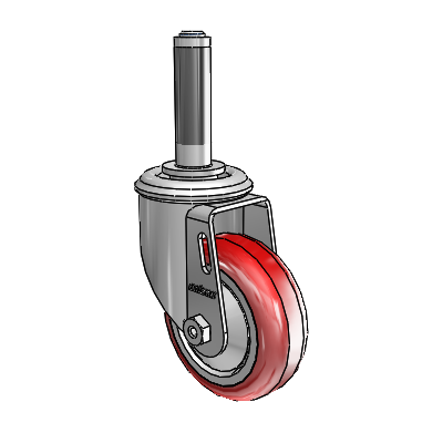 2 Series Expanding Adapter Stem Zinc Swivel Caster with 3.5 x 1.25 Maroon on Grey Polyurethane HI-TECH Wheel