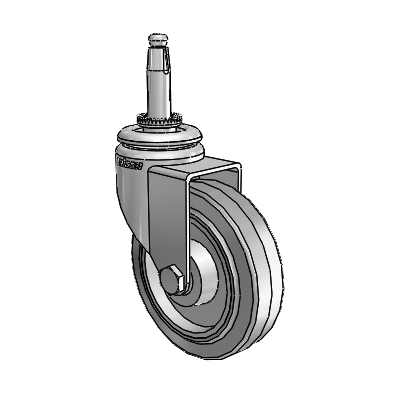 7/8" Wide Casters: Series 1 | Colson Wood Furniture Stem Zinc Swivel Caster with 3 x 0.8750 Grey on Grey Performa Rubber (Flat/Grey) Wheel