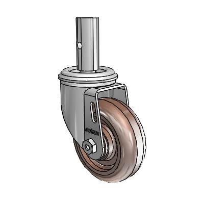 2 Series Casters Square Stem Swivel Zinc with 3.5 x 1.25 Brown Thermo Wheel