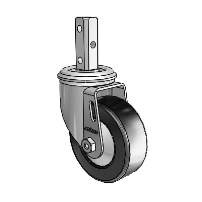2 Series Casters Square Stem Swivel Zinc with 3.5 x 1.25 Black Polyolefin Wheel
