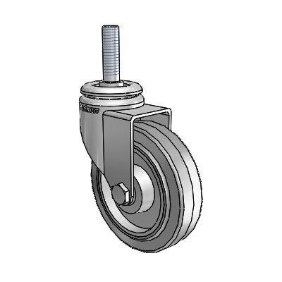 7/8" Wide Casters: Series 1 | Colson Threaded Stem up to 75 lbs Zinc Swivel Caster with 3 x 0.8750 Grey on Grey Performa Rubber (Flat/Grey) Wheel